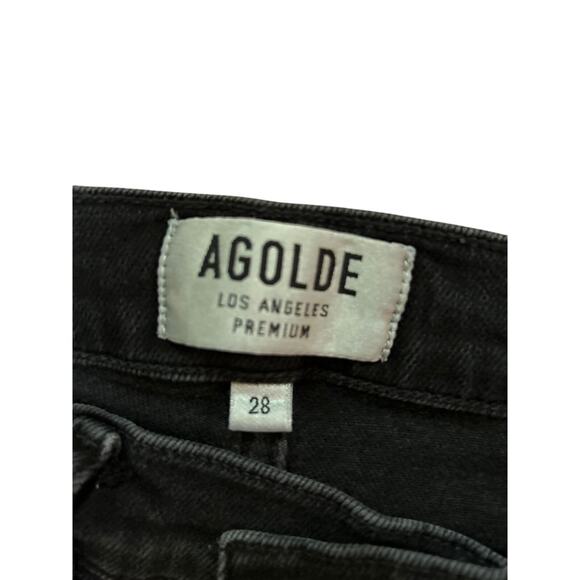 AGOLDE Sophie Ankle Mid-Rise|Black Premium Denim | Raw Hem |Size 28 - Picture 6 of 8